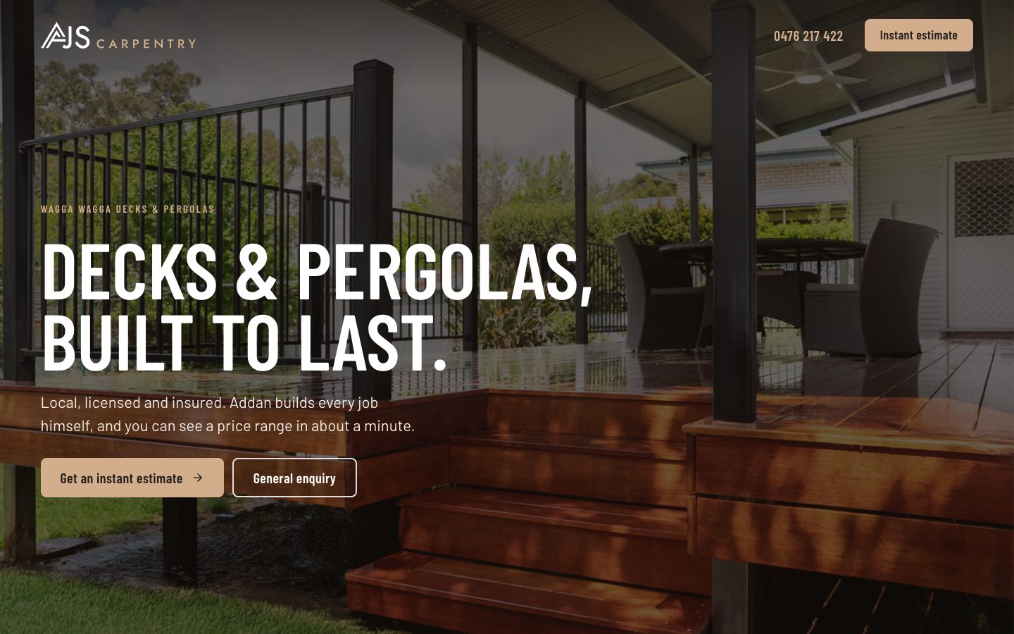 AJS Carpentry website homepage